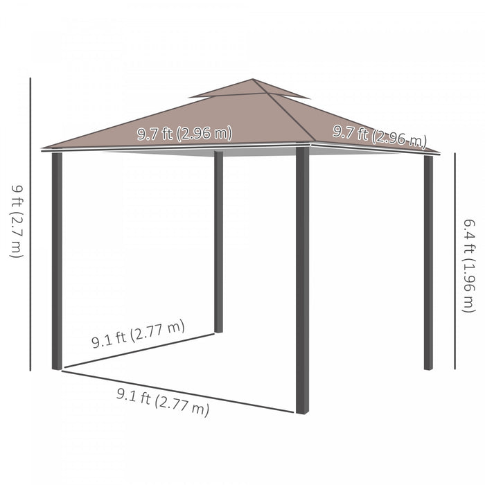 Outsunny 10' X 10' Outdoor Patio Gazebo Shelter Tent W/ Sidewalls, Brown