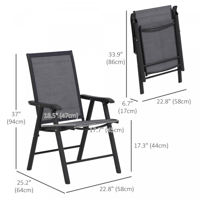 Outsunny 2-piece Folding Dining Chair Set For Relaxing On Patio, Dark Grey
