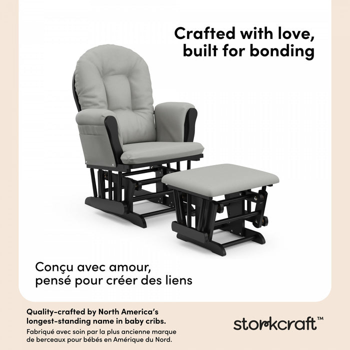 Storkcraft Hoop Glider and Ottoman - Black/Light Gray