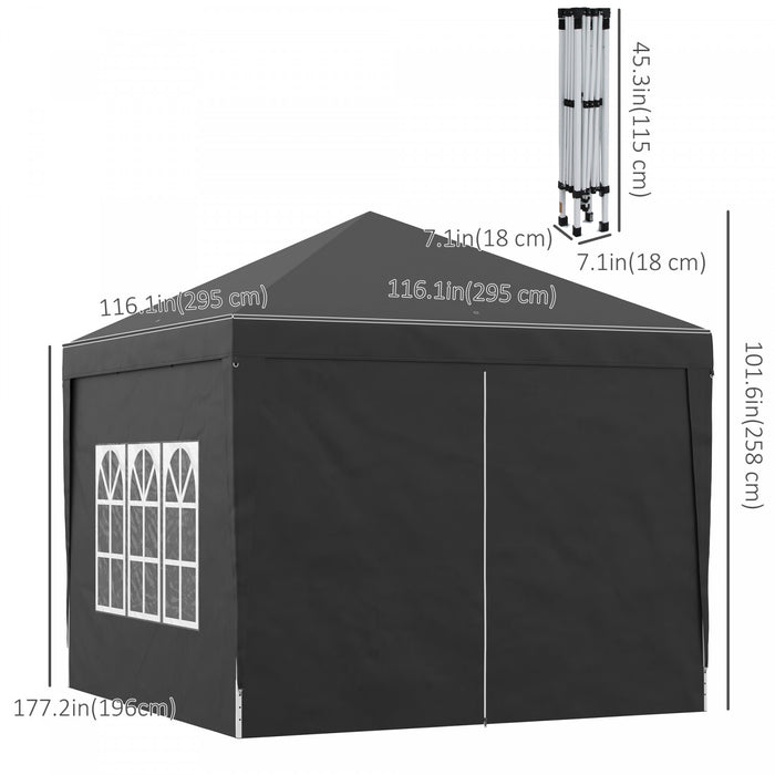 Outsunny 10'x10' Outdoor Pop Up Party Tent Gazebo Canopy With Carrying Bag (black)