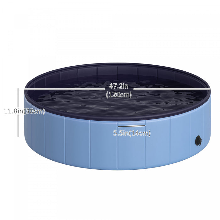 Pawhut Folding Dog Pool Portable Pet Kiddie Swimming Pool, Outdoor/indoor Puppy Bath Tub With Nonslip Bottom For Dogs & Cats, (Φ47\", Blue)