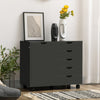 HOMCOM Modern Mobile 5-Drawer Chest with Door, Office Storage Cabinet Black
