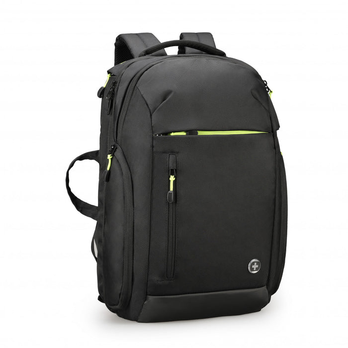 Swissdigital Java Bag Backpack – 17\" Laptop, USB Charging, RFID Protection, Extra Large Capacity, Anti-Theft, SDD Finder