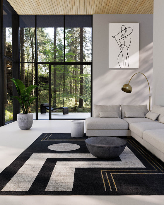 Erisa Contemporary 7'9\" x 9'10\" Area Rug in Grey Indoor Area Rug