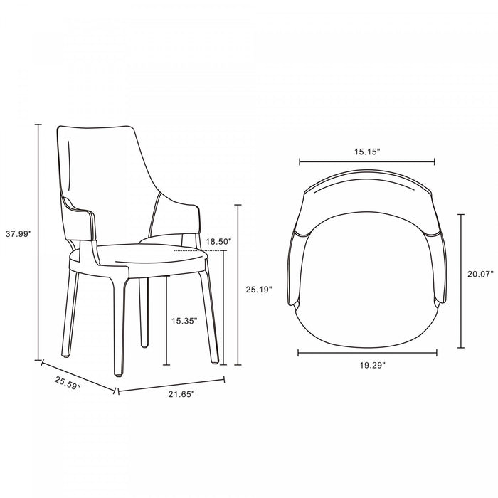 Kara Modern Wood Upholstered Dining Chair in Light Gray - Set of 2