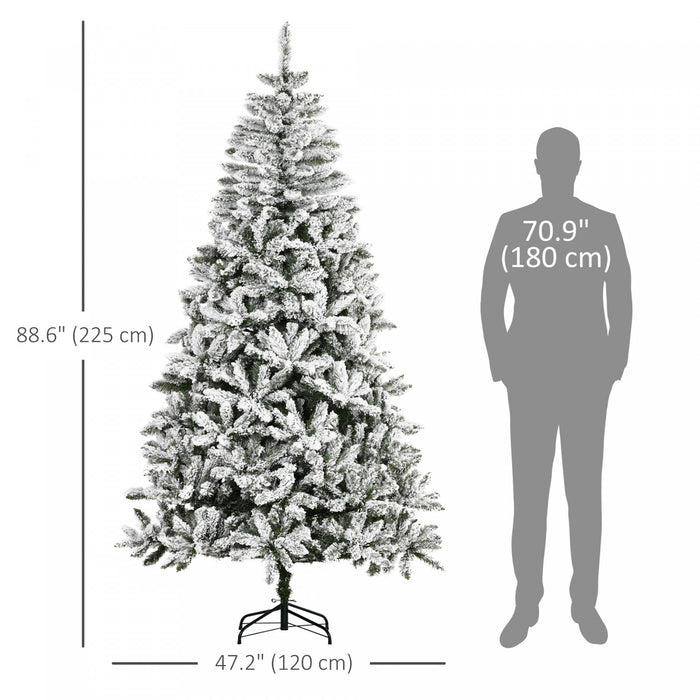 Homcom Snow Flocked Artificial Christmas Tree With Realistic Branches Tips