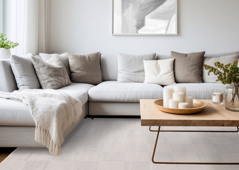 Leonardo White Grey Checkered Area Rug - 7'10\" x 10'6\"