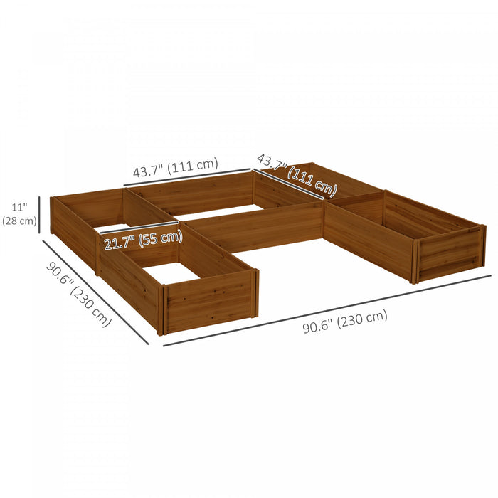 Outsunny DIY 5-box Raised Garden Bed Outdoor Flower Bed Set, Brown