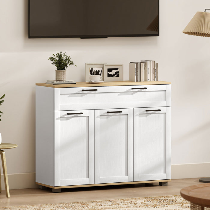 HOMCOM Sideboard Buffet Cabinet with Drawer and Adjustable Shelves, White