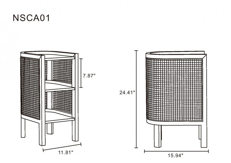 Versailles Industry Chic End Table in Black and Natural - Set of 2