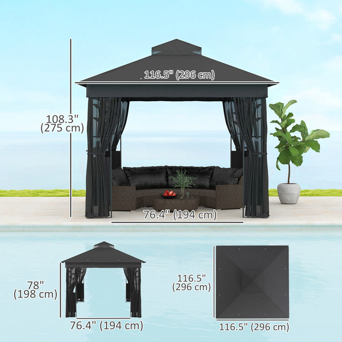 Outsunny 10' X 10' Outdoor gazebo With Shelf And Netting, uv30+ Protected