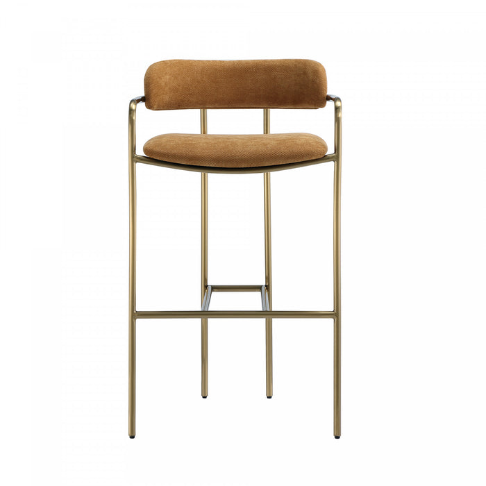 Serene Mid-Century Modern Metal Upholstered Barstool in Turmeric