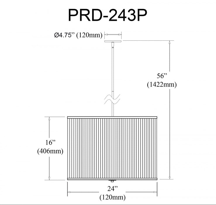 Dainolite Prudy 4 Light Pendant Aged Brass White Pleated Shade Lamp