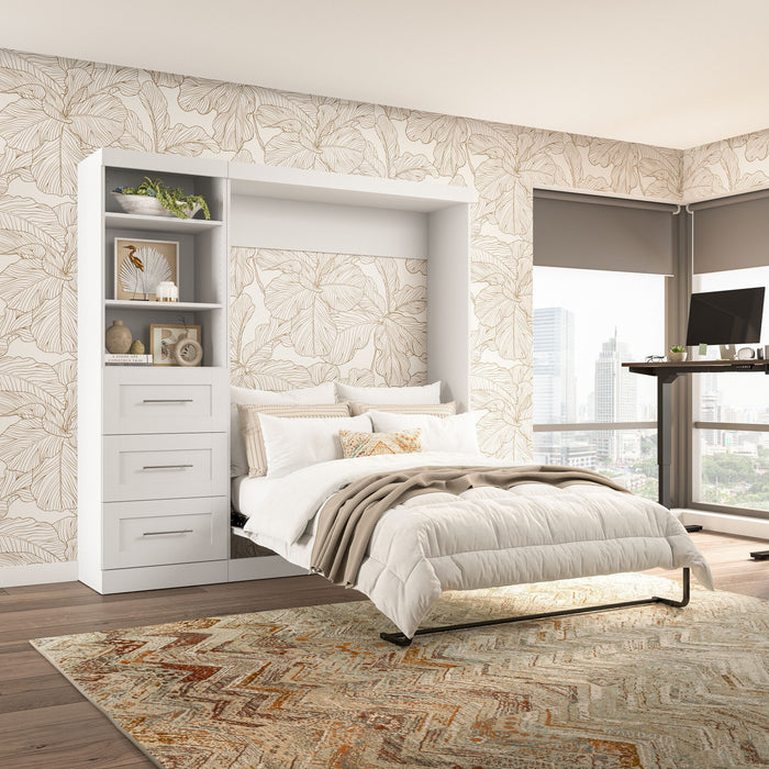 Bestar Pur Full Murphy Unit with Drawers 84-Inch Wall Bed - White