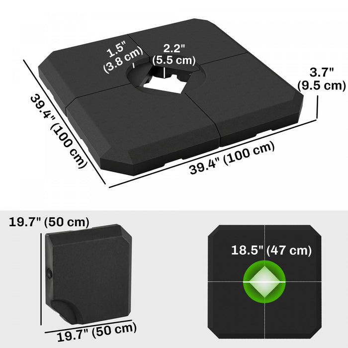 Outsunny 4 Pieces Umbrella Base Parasol Stand Black