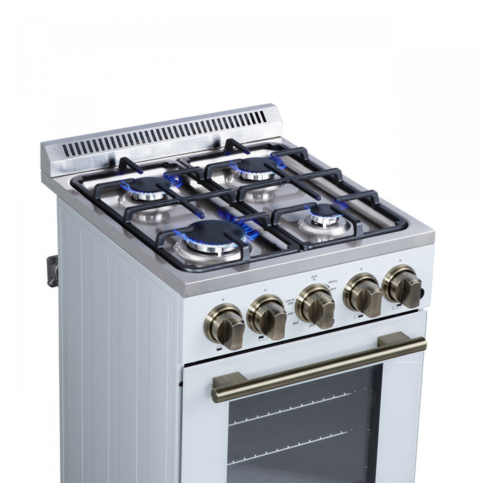 Forno Lamazze 20\" Freestanding Gas Range, White, FFSGS6265-20WHT