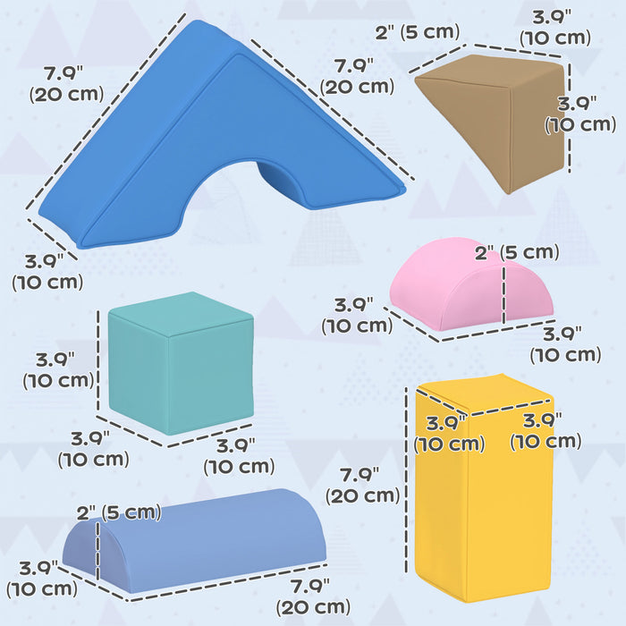 Qaba Soft Play Equipment For Kids, 11-piece Foam Blocks For Toddlers, Modular Kids Play Toys For Indoor Development And Colour Education, Dark Colour