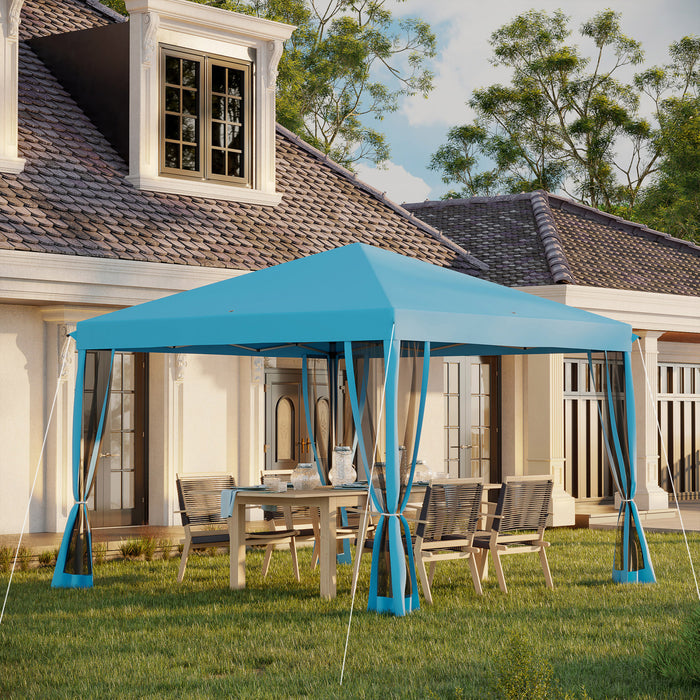 Outsunny 10' X 10' Pop Up Canopy Tent Gazebo With Removable Mesh Sidewall