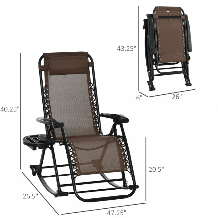 Outsunny 2 In 1 Adjustable Zero Gravity Reclining Lounge Chair Brown