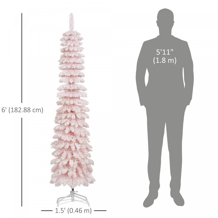 HOMCOM 6' Artificial Christmas Tree with Realistic Branches Pink