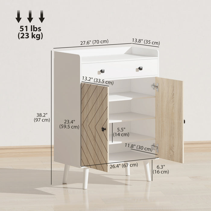 HOMCOM Shoe Cabinet, Shoe Storage Cabinet with Adjustable Shelves, White