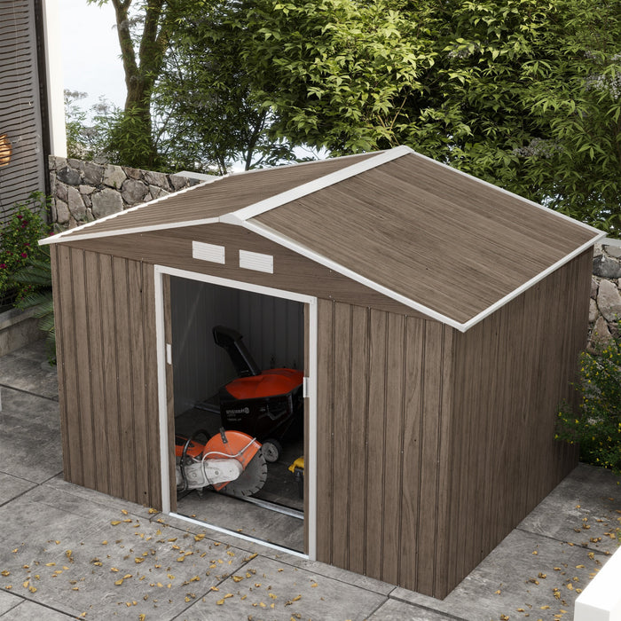 Outsunny 9.1'x 6.4' X 6.3' Garden Storage Shed W/ Steel Foundation Kit