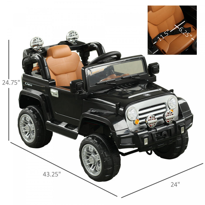 Aosom 12v Kids Electric Ride On Car Toy Truck With Remote Control 2 Speeds Lights Mp3 Lcd Power Indicator, Black