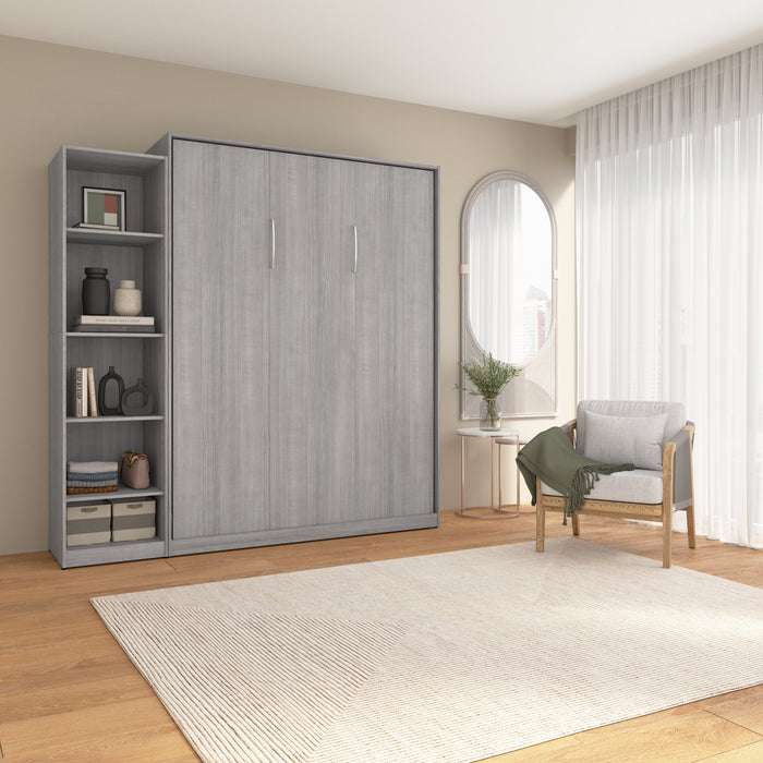Bestar Claremont 5-Shelf Queen Murphy Bed - Platinum Grey