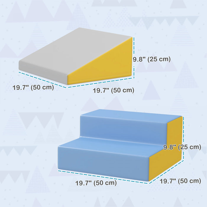 Soozier 2-piece Climb And Crawl Activity Soft Play Set, Secure Foam Blocks Playset For Toddler Preschooler Babies Indoor, Activity Structure Play Equipment, Blue