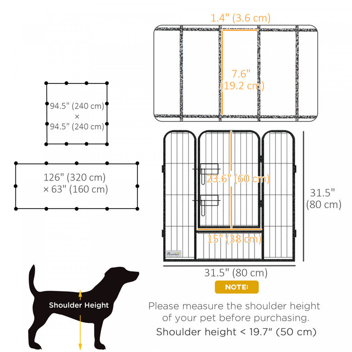 Pawhut Dog Playpen, Heavy-duty Metal Puppy Play Pen, Pet Exercise Fences For Outside And Indoor, Diy Design With Door For Multiple Dogs, 12 Panels, 31.5\"h