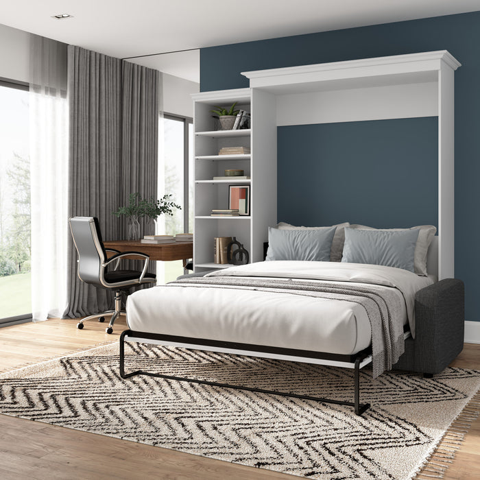 Bestar Versatile Queen Murphy Bed with Sofa and Closet Organizer (97 W) - White