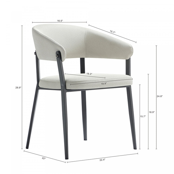 Belle Modern Metal Upholstered Dining Chair in Oatmeal