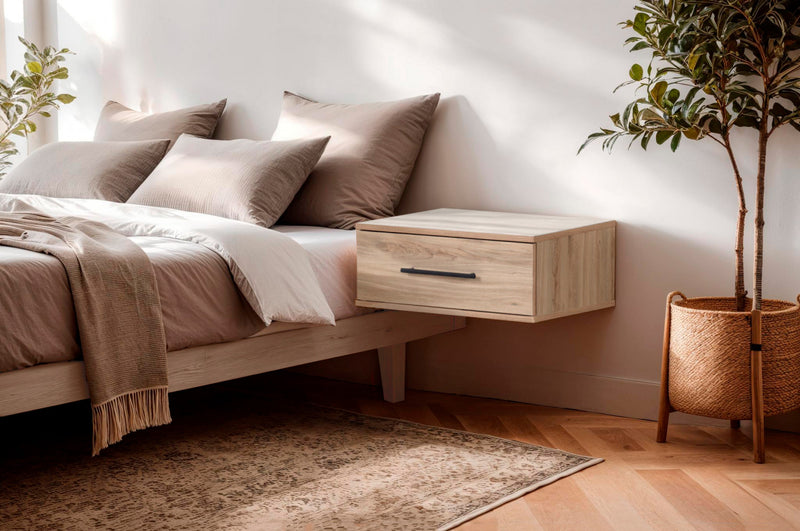 Primo Floating Nightstand With 1 Drawer - Rustic Oak 