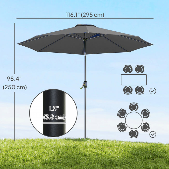 Outsunny 10' X 8' Round Market Umbrella, Patio Umbrella, Grey