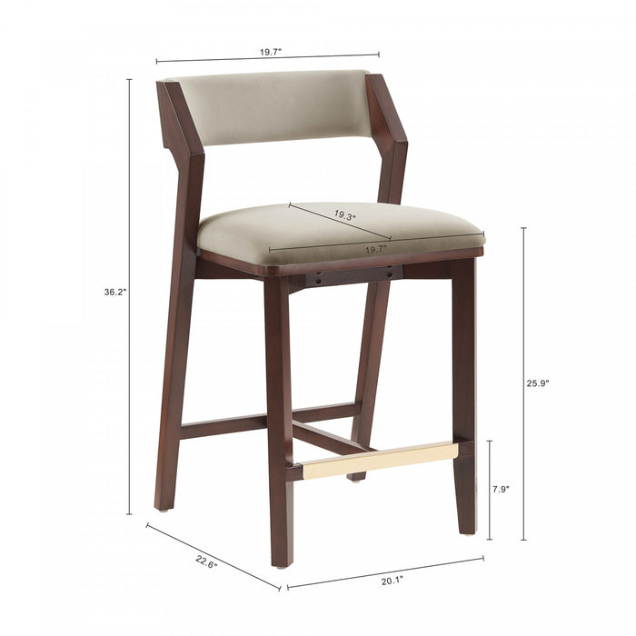Patricia Modern Wood Upholstered Counter Stool in Linen Bar Stool