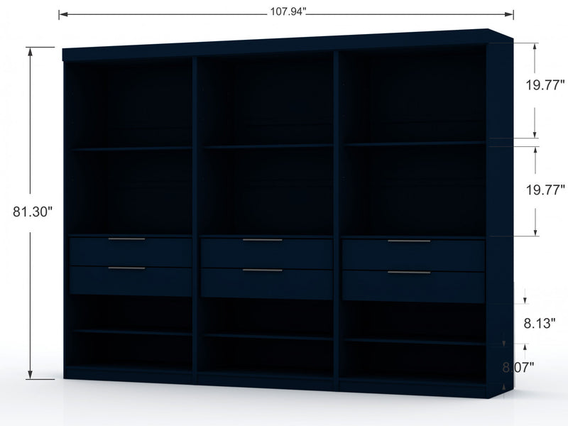 Mulberry Contemporary Modern 13-Piece Wardrobe Closet in Midnight Blue