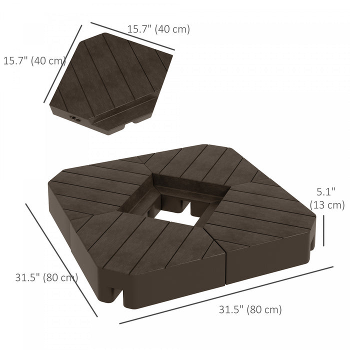Outsunny Cantilever Umbrella Weights 132 lb. Water or 176 lb. Sand, Brown