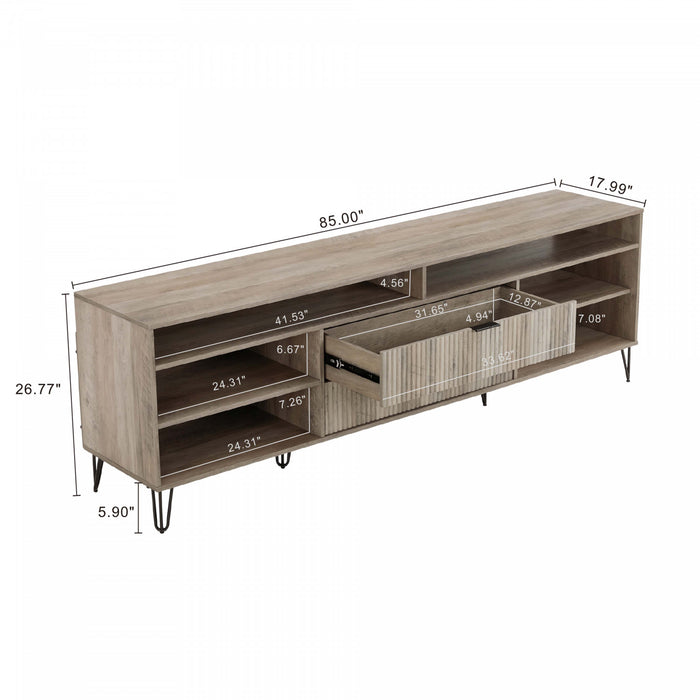 Dumbo Modern 85\" Fluted TV Stand in Golden Brown
