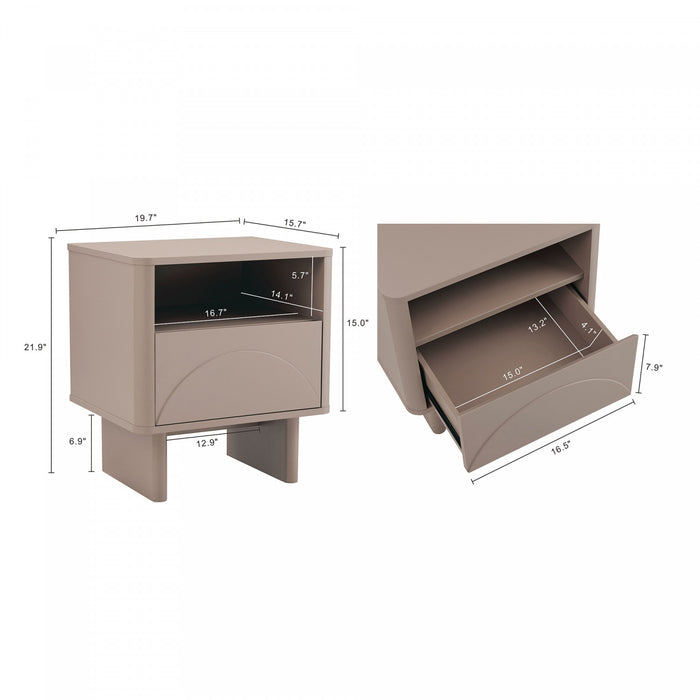 Ella Modern 20\" Nightstand in Mocha (1-Drawer) - Set of 2