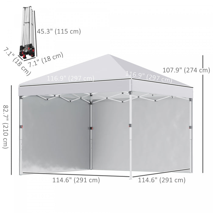 Outsunny 10' X 10' Pop Up Canopy Tent With Removable Sidewalls Carry Bag