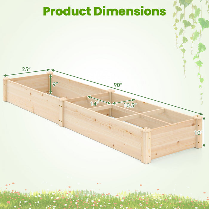 Costway Wooden Raised Garden Bed, Elevated Patio Planter With 7 Planting Compartments For Flower