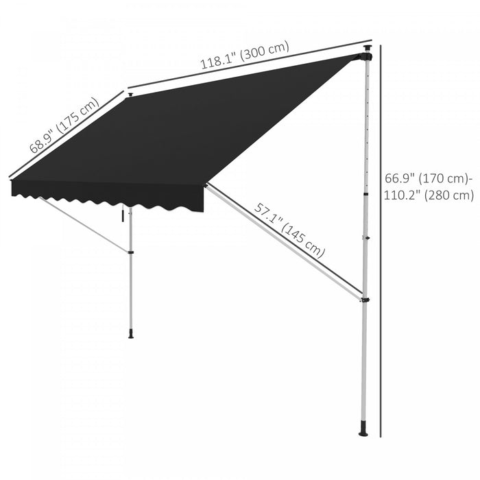 Outsunny 10x5ft Retractable Awning, Sun Shade Canopy Shelter, Black
