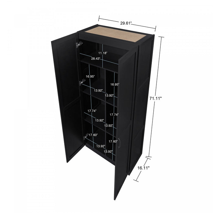 Cornelia Modern 30\" Storage Cabinet in Black (7-Shelf) - Set of 2 Bookcase