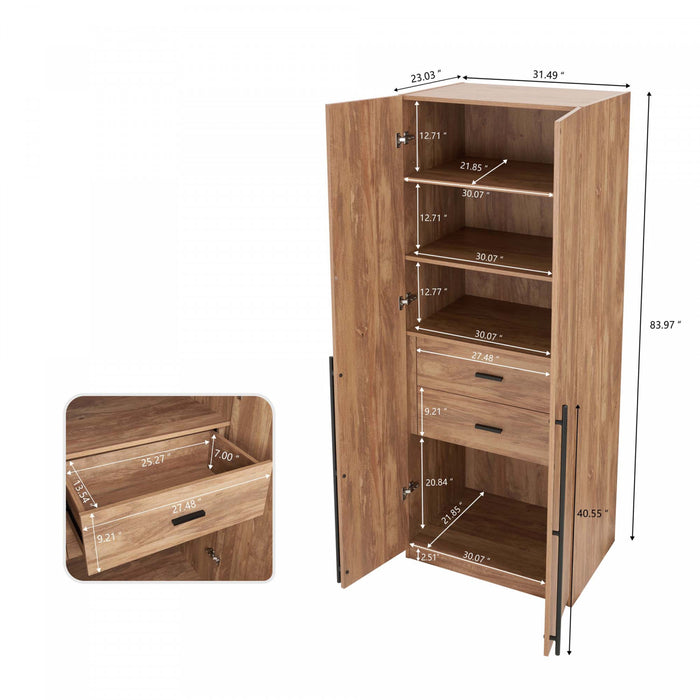 Lee Modern 3-Piece Wardrobe Closet in Golden Brown Armoire