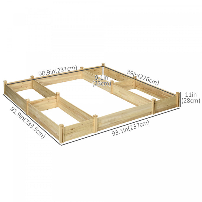 Outsunny Diy Five-box Raised Garden Bed, Wooden Planters For Outdoor Plants, Vegetables, Flowers, Herbs, Easy Assembly