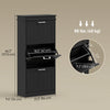 HOMCOM Narrow Shoe Cabinet with Flip Drawers Adjustable Shelf, Black
