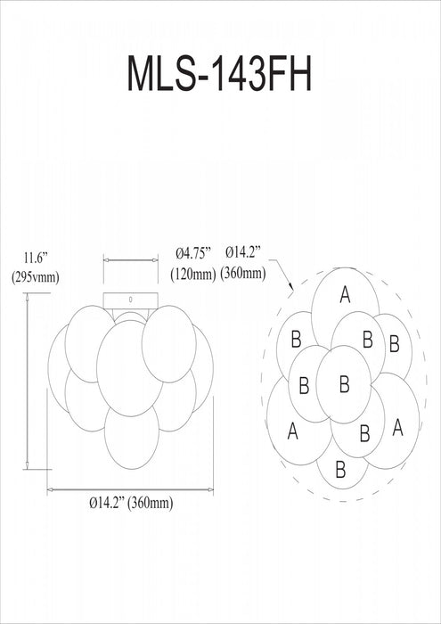 Dainolite Miles 3 Light Flush Mount Polished Chrome Frosted White Glass Lamp