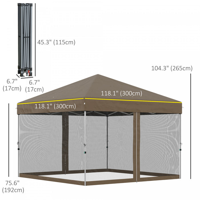 Outsunny 10' X 10' Pop-up Canopy Tent Outdoor Party Tent With Mesh Walls