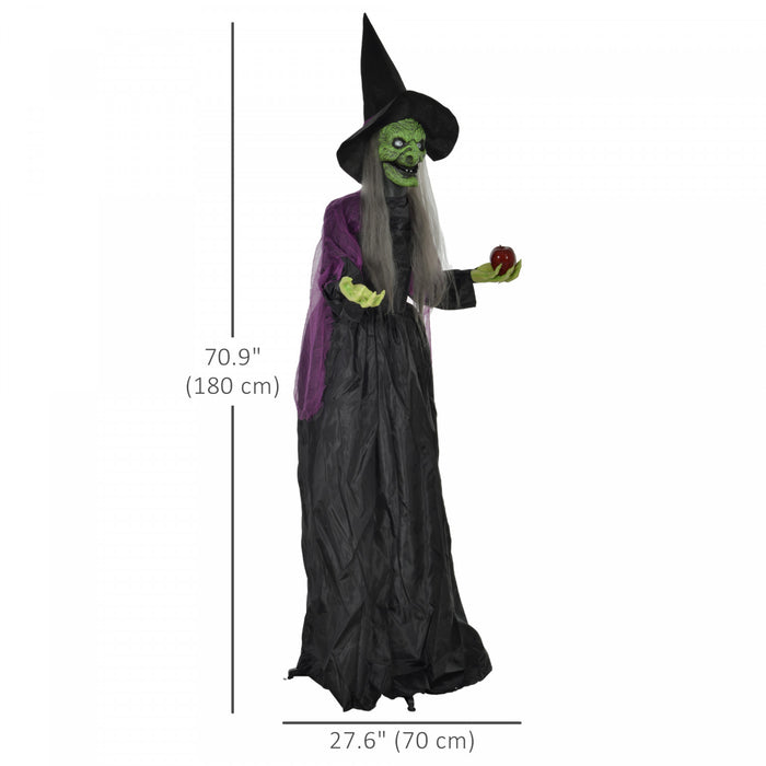 Homcom Halloween Old Witch Animatronic Prop W/ Light Up Eyes