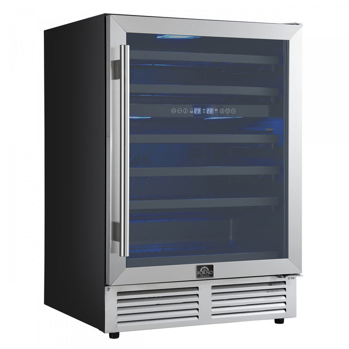 Forno Bacchino 24\"Wine Cooler, Stainless Steel, 51 Bottle Capacity- FWCDR6634-24S